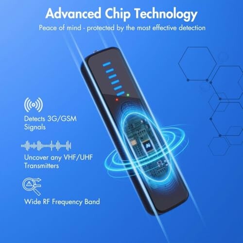 Device showcasing advanced chip technology with signal detection features.