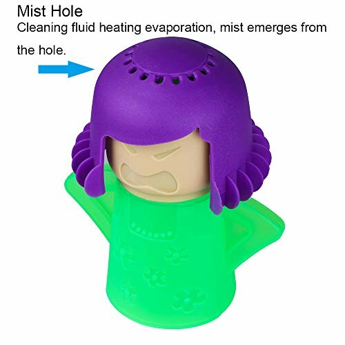 Angry mom microwave cleaner with mist hole for steam cleaning.
