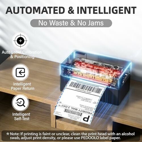 Automated printer with intelligent features and no paper jams.