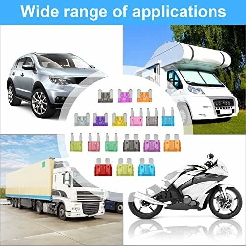 Various vehicles and automotive fuses showcasing wide range of applications.