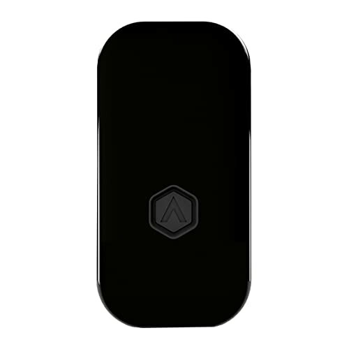 Black rectangular electronic device with a central button