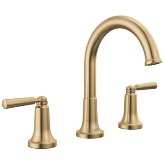Brushed bronze bathroom faucet with two handles