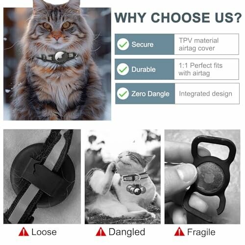 Comparison of AirTag holder features for pets.
