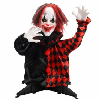 Scary clown decoration with red and black costume