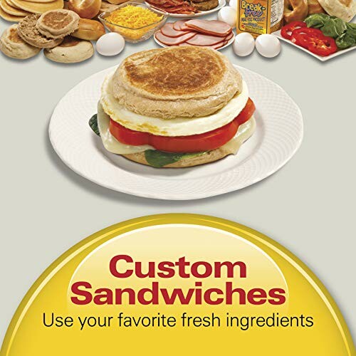 Custom breakfast sandwich with ingredients.