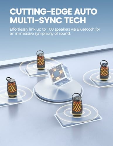 Bluetooth speakers with multi-sync technology illustration.