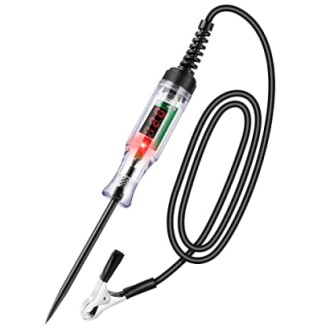 Digital voltage tester probe with display and cable.