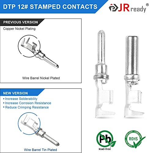 Comparison of DTP 12 stamped contacts, new and previous versions.