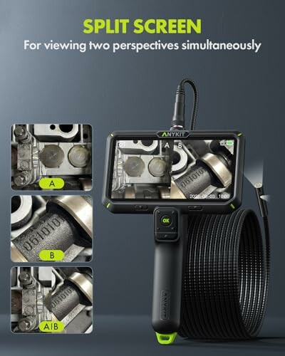 Split screen endoscope camera displaying two perspectives simultaneously.