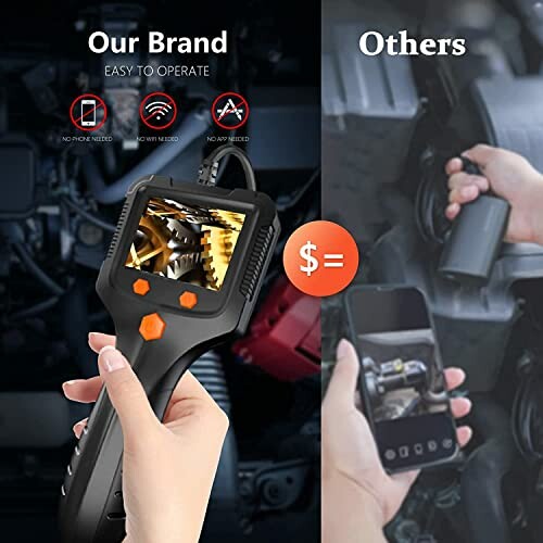 Comparison of engine inspection camera with smartphone camera.