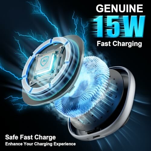 Genuine 15W fast charging technology with AI chip and safe fast charge feature.