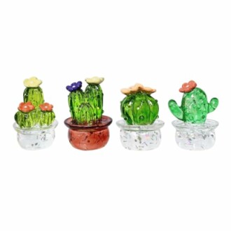 Colorful glass cactus figurines with flowers