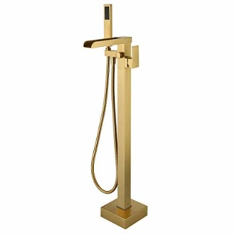 Wowkk Brushed Gold Freestanding Bathtub Faucet