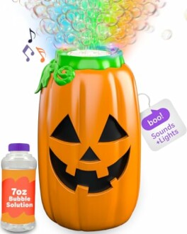Halloween pumpkin bubble machine with lights and sounds.