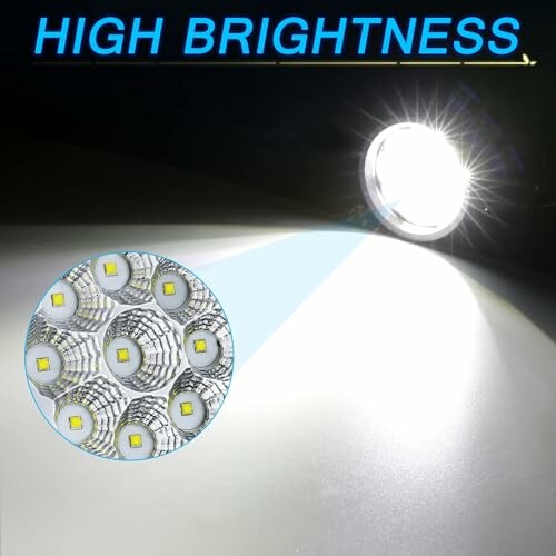 Bright LED light with focus on bulb details.