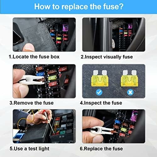 Step-by-step guide on how to replace a car fuse with images.