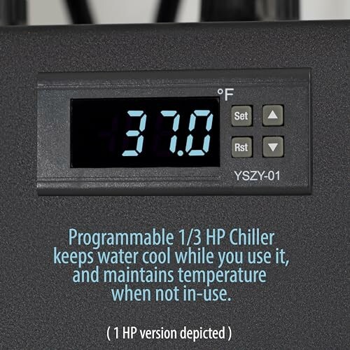 Temperature display on 1/3 HP chiller showing 37.0 degrees.