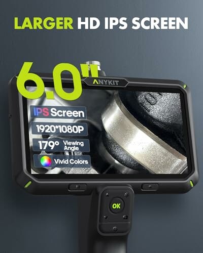 Close-up of inspection device with 6.0 inch larger HD IPS screen displaying vivid colors and 179ÃÂÃÂÃÂÃÂÃÂÃÂÃÂð viewing angle.