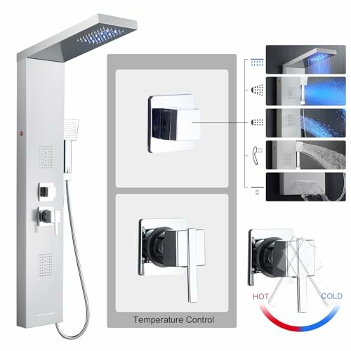 MENATT Shower Panel System with temperature control and multiple water settings