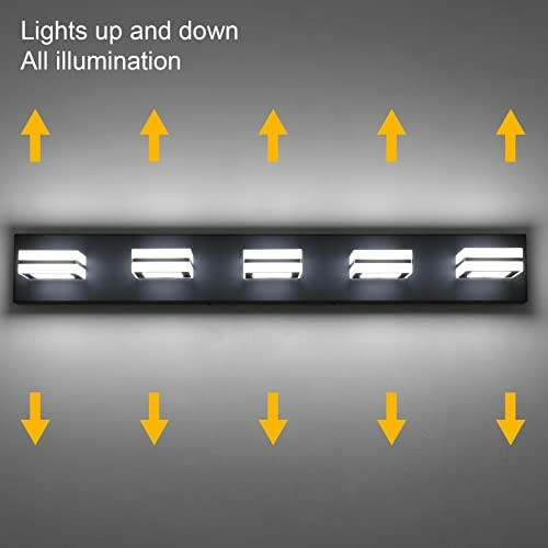 Modern wall light fixture with up and down illumination arrows.
