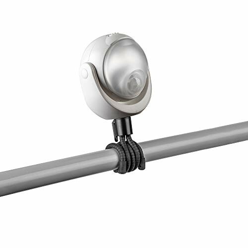 Motion sensor light attached to a rod.