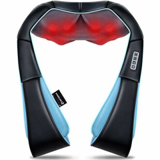 Electric neck and shoulder massager with heating function.