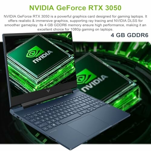 Laptop with NVIDIA GeForce RTX 3050 graphics card.