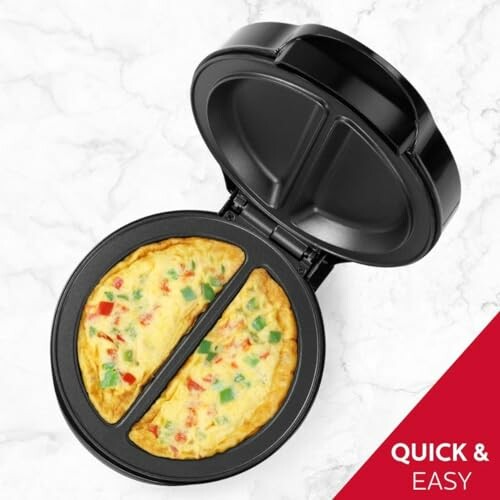 Omelet maker with vegetable-filled omelets, quick and easy.