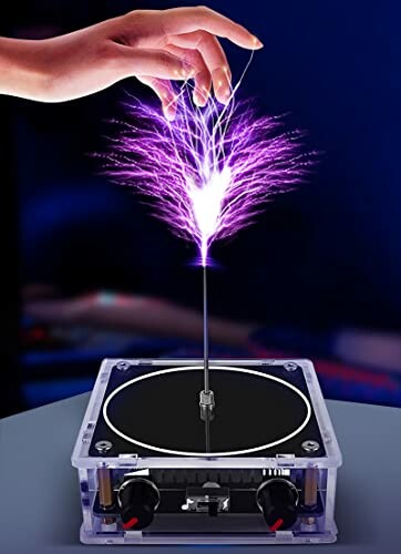 Tesla coil model with clear casing and antenna