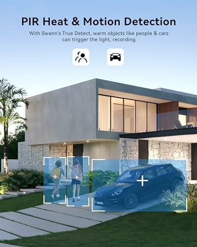 Modern house with PIR heat and motion detection technology.