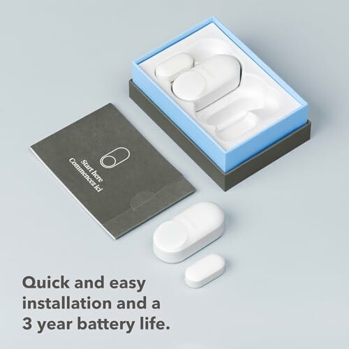 Smart home sensor kit with quick installation and 3-year battery life.
