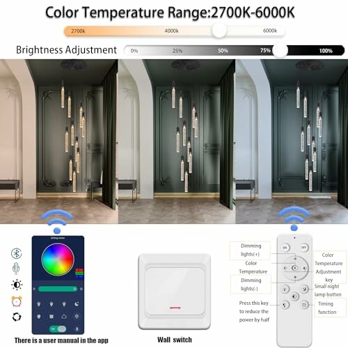 Smart lighting system with color temperature and brightness adjustment features.