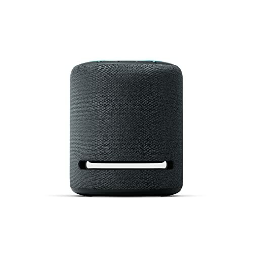 Black smart speaker with fabric cover