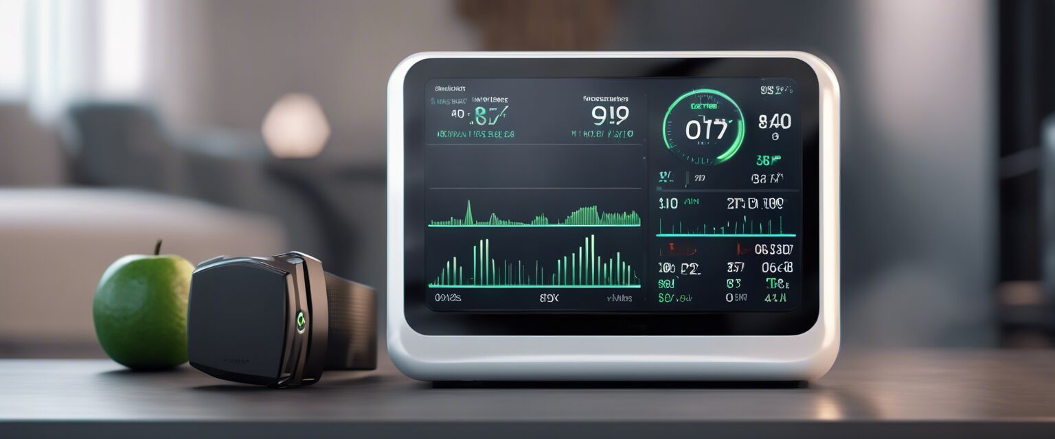 Smart health monitor showcasing health metrics