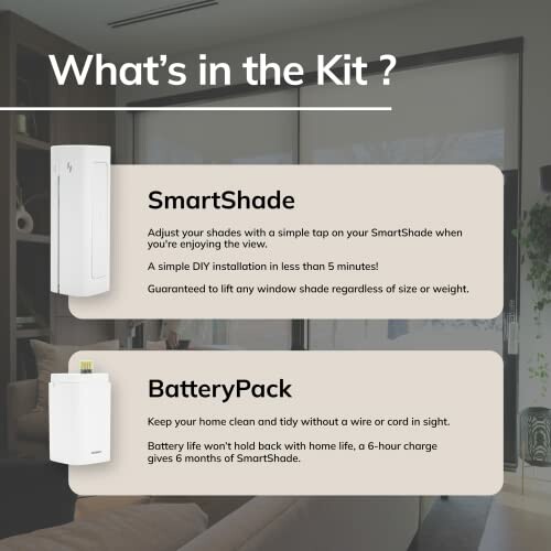 SmartShade and BatteryPack kit with installation details.