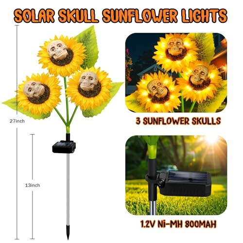 Solar Scary Skull Sunflowers Lights