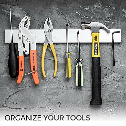 Magnetic knife bar showcasing various tools organized neatly.