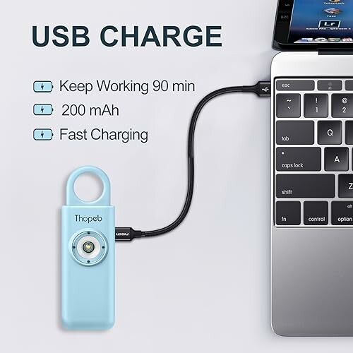 USB charge device connected to laptop