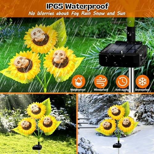 Solar-powered sunflower garden decoration with waterproof features.