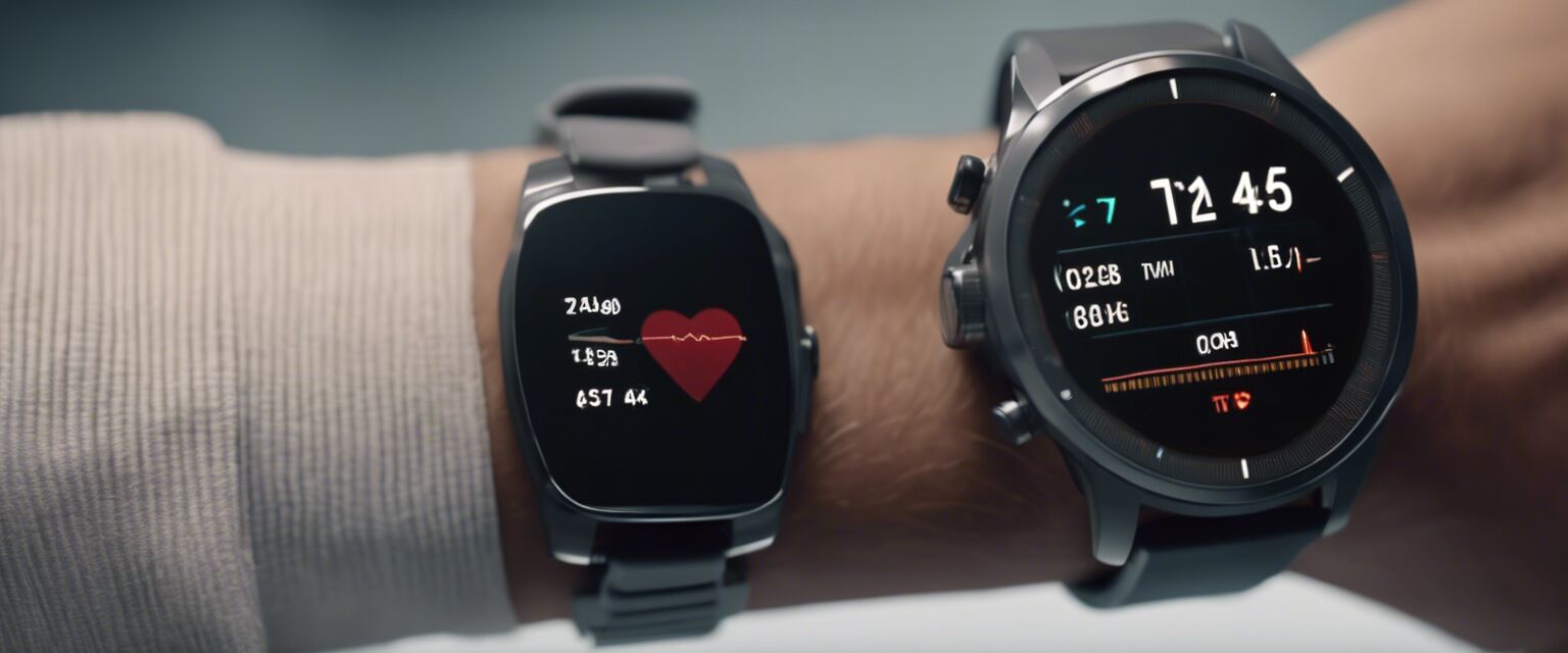 Wearable tech showcasing health metrics