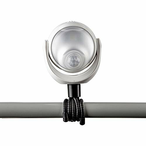 White bicycle headlight mounted on a handlebar.